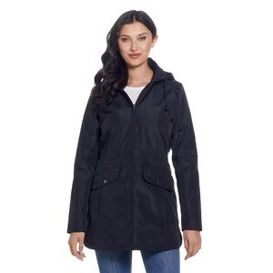 Women's Hooded Black Bonded Rain Jacket
